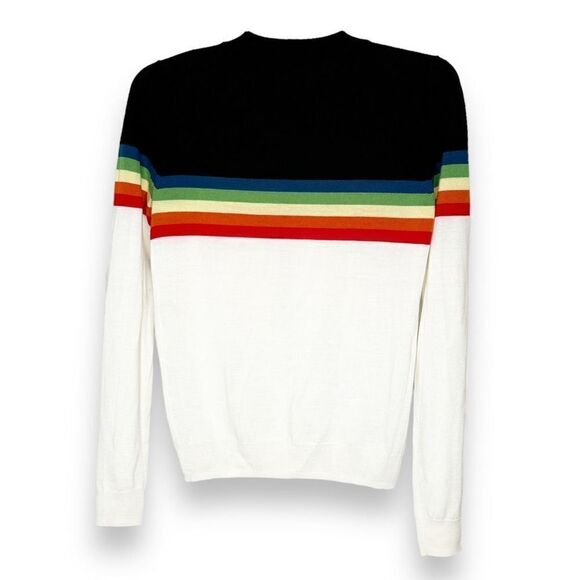Diane von Furstenberg Multi Rainbow Merino Wool Crewneck Sweater Women’s Size S - Picture 8 of 12